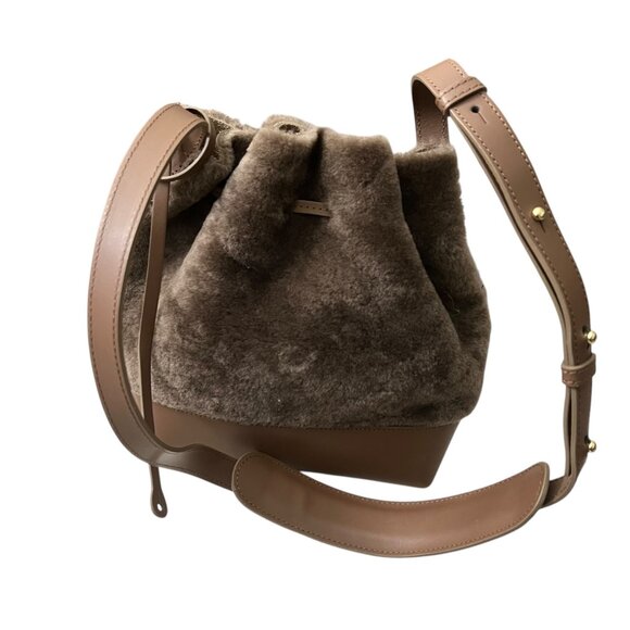 Teddy Blake‎ Eliza Faux Fur Leather Bucket Crossbody Chocolate Brown Neutral - Picture 3 of 15